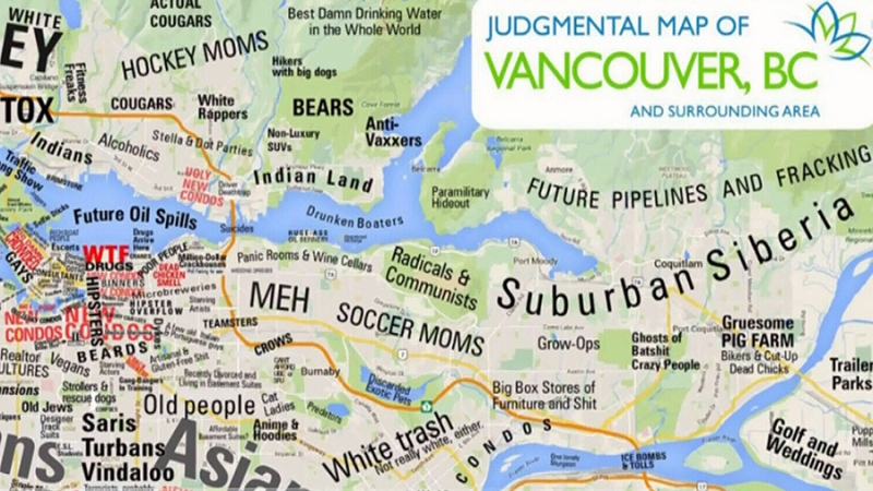 Judgmental Vancouver Map raises eyebrows