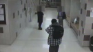 A still image from the security camera footage released after the murder of a man at a TCHC building in 2014. 