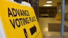 An advance voting sign sits at a Saskatchewan polling station in this Elections Saskatchewan photo. (Elections Saskatchewan)