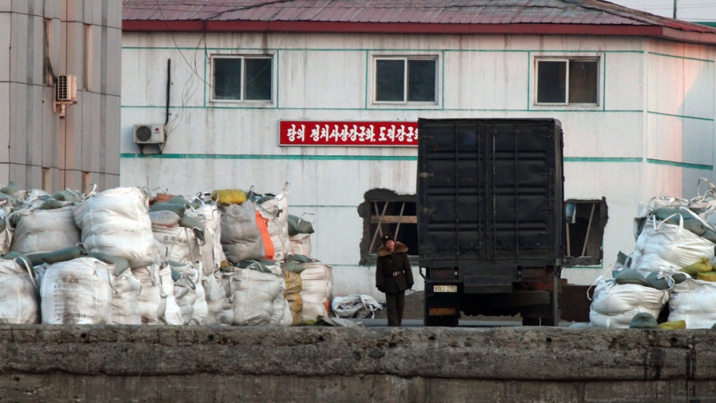 At a dockyard in Sinuiju, North Korea