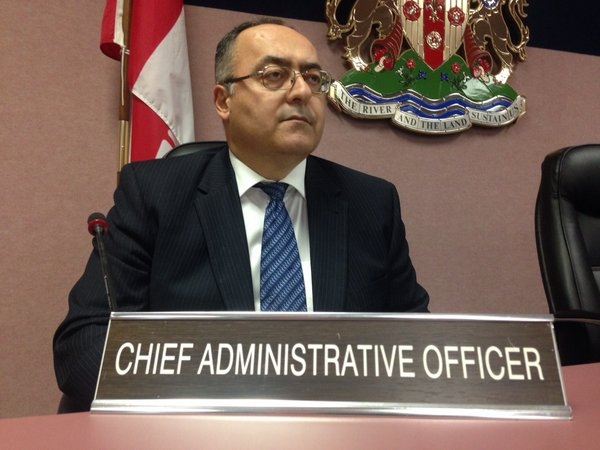 Onorio Colucci sits in his first meeting as CAO in Windsor, Ont., on Monday, April 4, 2016. (Rich Garton / CTV Windsor) 