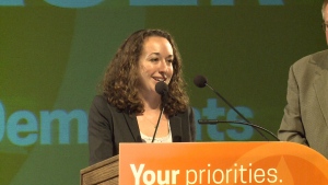 New Democrat Nicole Sarauer was declared the winner in Regina Douglas Park in Monday night's provincial election.