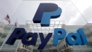 This March 10, 2015, file photo, shows signage outside PayPal's headquarters in San Jose, Calif. PayPal said on Tuesday, April 5, 2016,  it's canceling plans to bring 400 jobs to North Carolina after lawmakers passed a law that restricts protections for lesbian, gay, bisexual and transgender people. (AP Photo/Jeff Chiu, File)