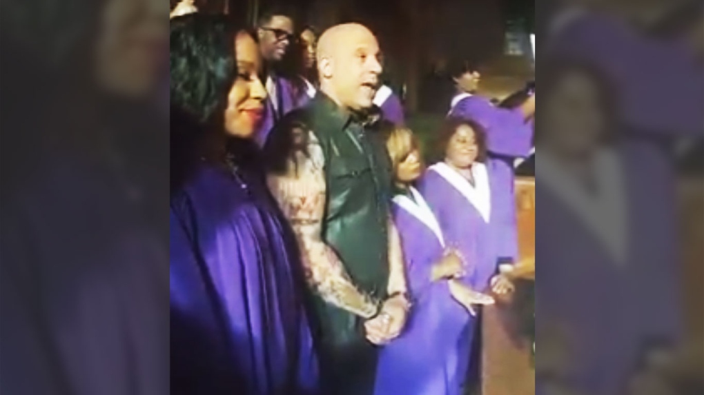 Vin Diesel sings with choir 
