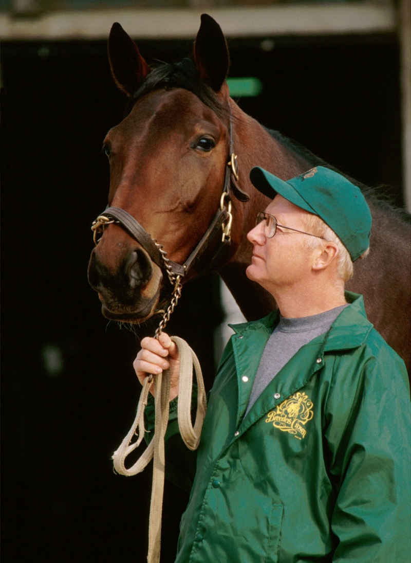 The late Stratford-area trainer Buddy Wellwood is seen with his world champion filly Odies Fame.
(Photo courtesy of Dave Landry)
