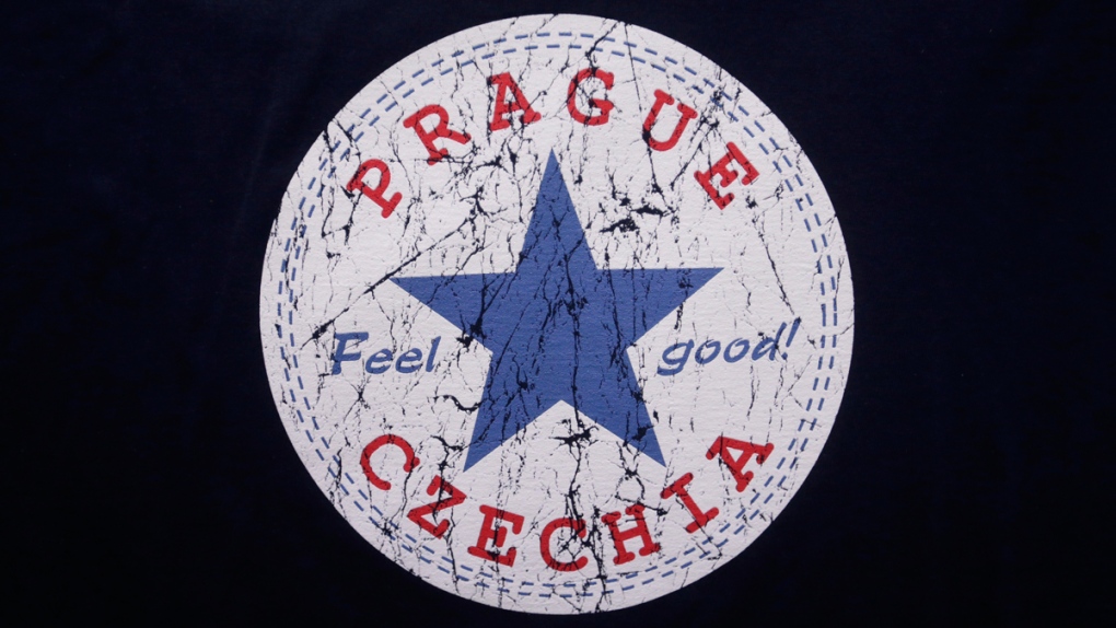 'Czechia' on a t-shirt in a store in Prague