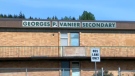 Vanier Secondary School in Courtenay was placed on lockdown after threats of violence emerged on social media, Tues., April 19, 2016. (CTV Vancouver Island)