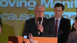 Greg Selinger announces he is resigning as leader of the New Democratic Party of Manitoba after his party lost the 2016 election.