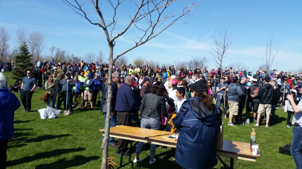 Tree planting for Earth Day at McHugh Park