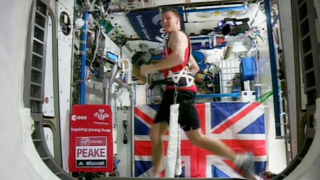 Tim Peake running aboard the ISS