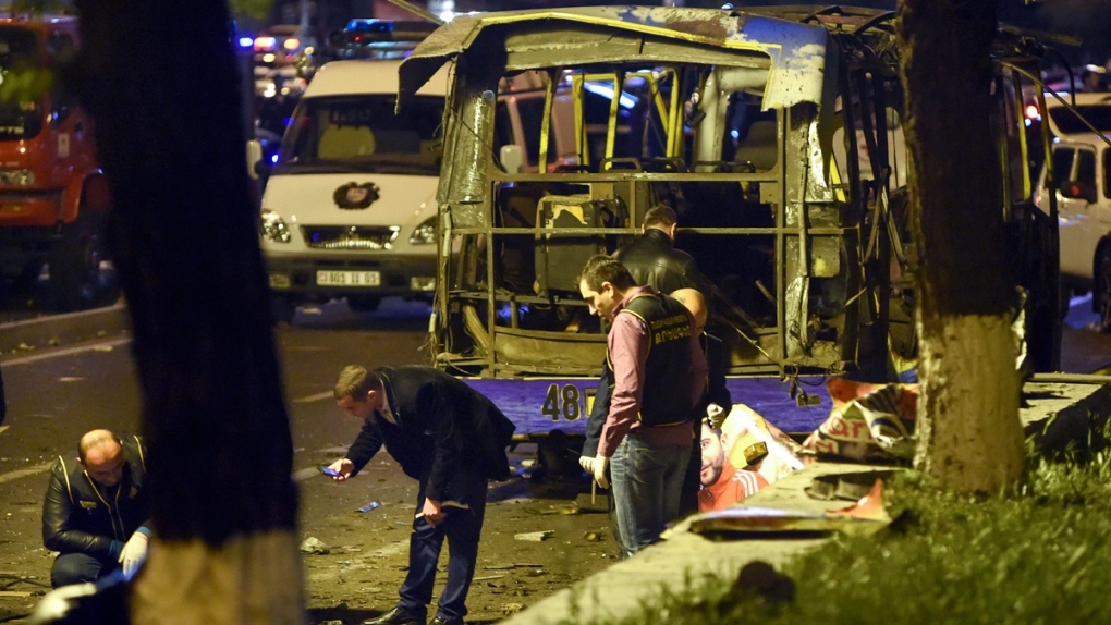 Site of a bus explosion in Yerevan, Armenia