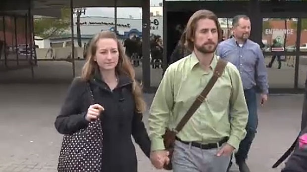 Collet and David Stephan leave court