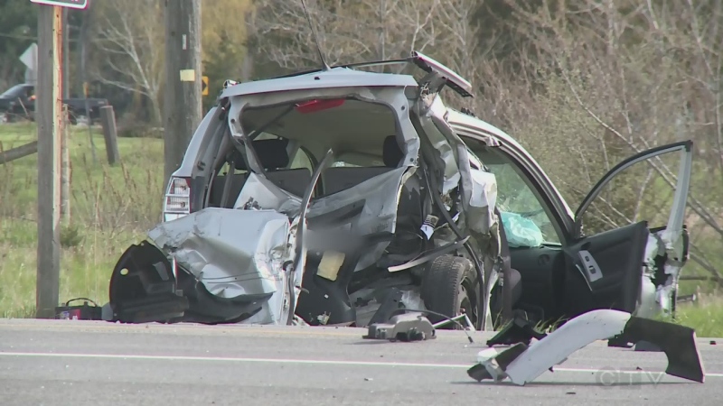 One person was killed in a crash on Highway 3 in Essex, Ont., on Wednesday, April 28, 2016. (Melissa Nakhavoly) 