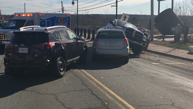 Three-vehicle crash