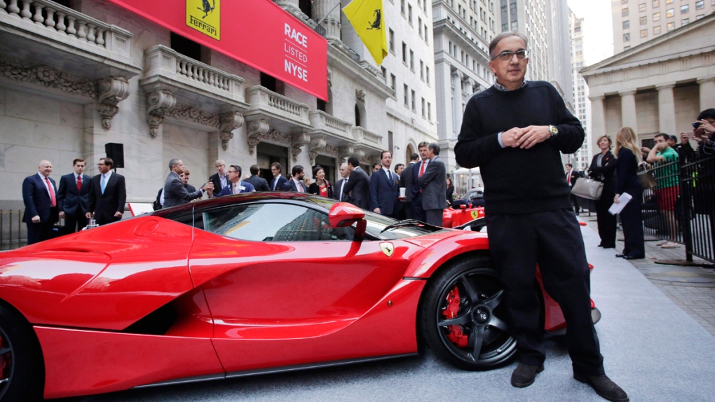 Sergio Marchionne stands with a La Ferrari in NYC