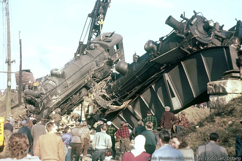 Two trains collided on the Water Street overpass in Cambridge on May 2, 1956, killing two people. (Courtesy Randy Masales / Brian Switzer)