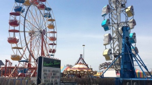 The boys were about to ride the Zipper (shown on the right) at the Wonder Shows carnival on Panet Road in the Rona parking lot Saturday night, when someone operating the ride hit the button too soon.