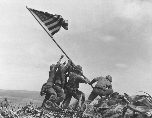 U.S. Marines raise flag at Iwo Jima