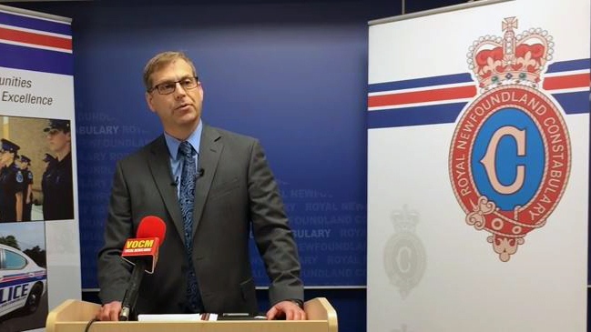 Insp. Paul Woodruff of the Royal Newfoundland Constabulary speaks about the Marcel Reardon homicide investigation, in St. John's, on Wednesday, May 11, 2016. (RNC Media Relations/YouTube)