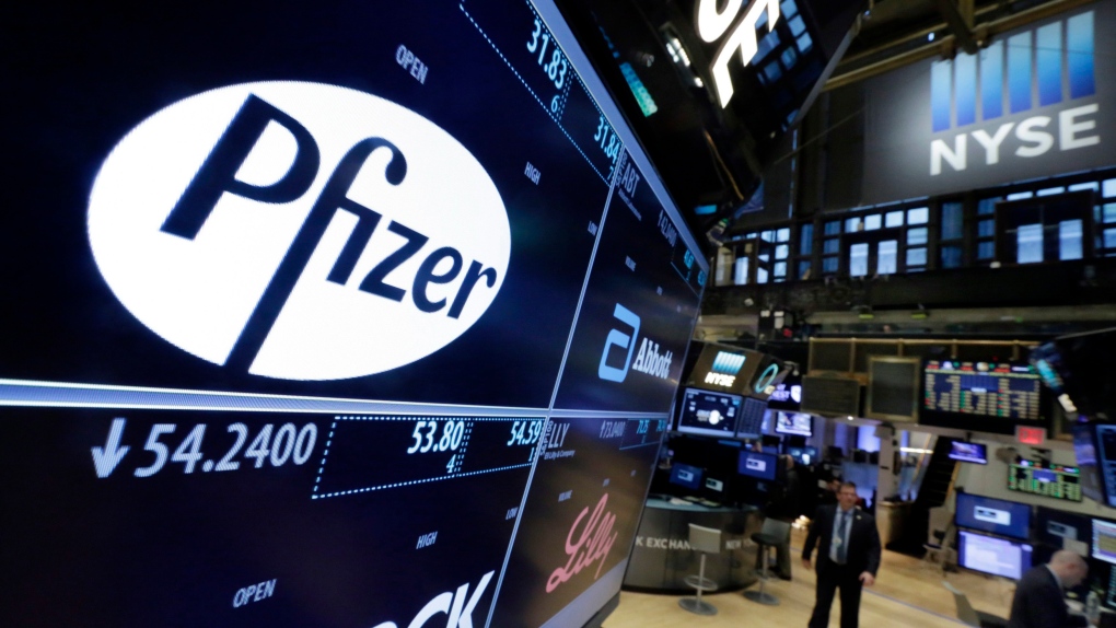 Pfizer logo at New York Stock Exchange