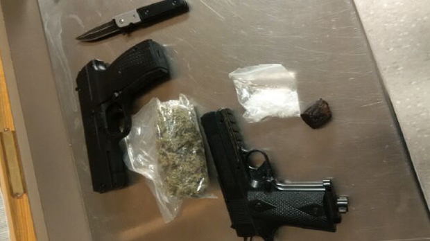 Replica guns and drugs seized by Stratford police Friday evening