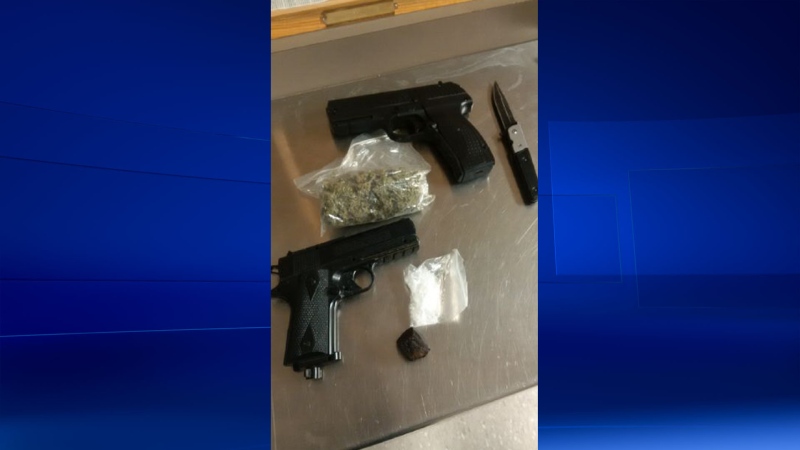 Pellet guns and drugs seized by Stratford Police on May 13, 2016. (Courtesy: Stratford Police)