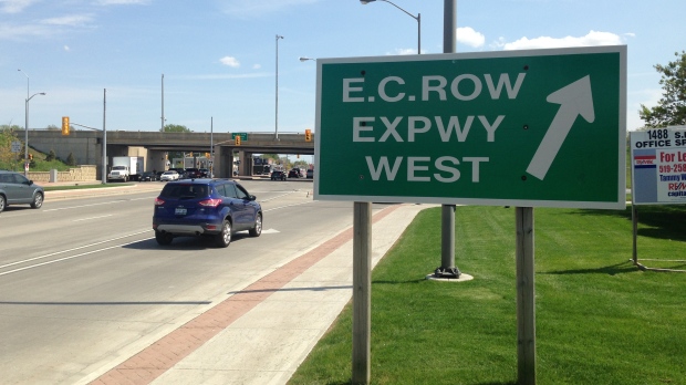 E.C.Row Expressway sign in Windsor, Ont., on Monday, May 16, 2016. (Rich Garton / CTV Windsor)