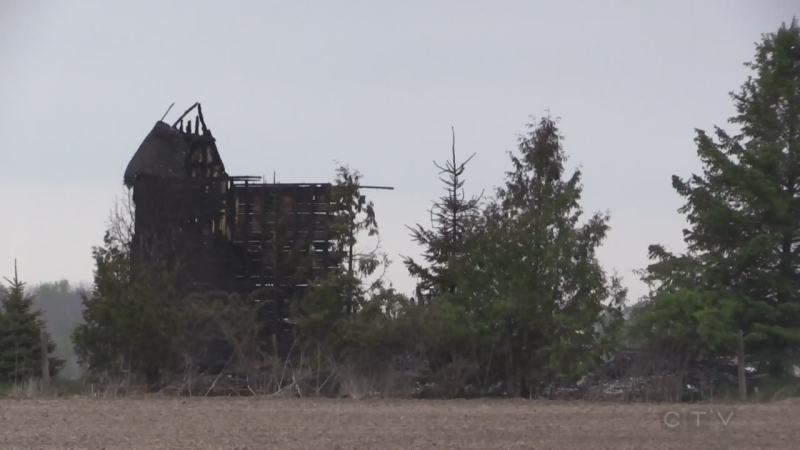 House destroyed by fire on Edinborough Line near Dutton Ont. on May 21, 2016. (Cara Campbell?CTV)