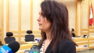 Tiffany Paulsen speaks to reporters in this file photo.