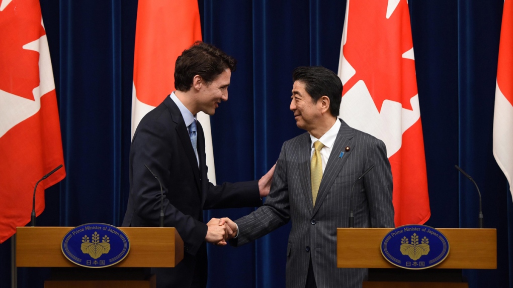 Prime Ministers Justin Trudeau and Shinzo Abe