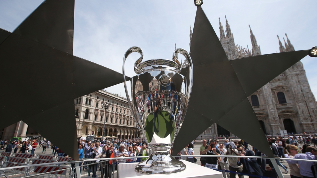 The Champions League trophy in Milan