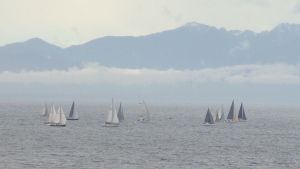 The boats will cross the finish line throughout the day Sunday. May 28, 2016 (CTV Vancouver Island)