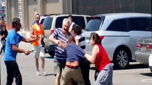 Two people can be seen fighting in this YouTube video posted online by Joe Carreiro.