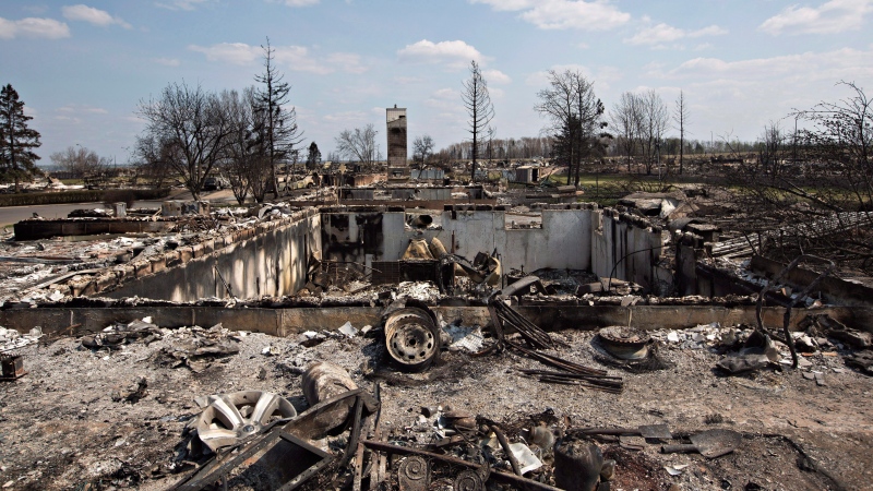 The devastated neighbourhood of Beacon Hill is shown in Fort McMurray, Alta., on Friday, May 13, 2016. (THE CANADIAN PRESS / Jason Franson)
