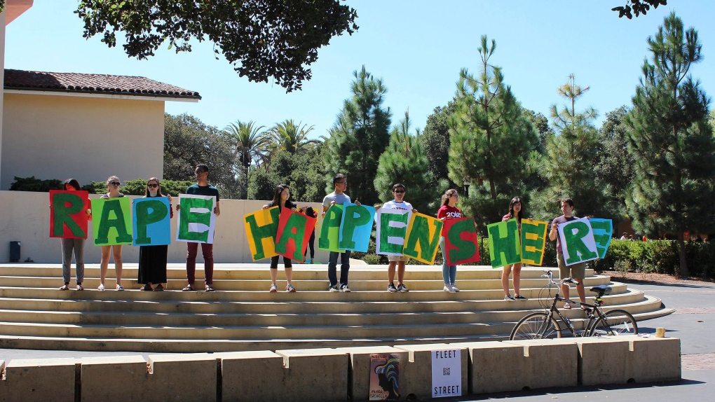 Protesters in Brock Turner rape case at Stanford