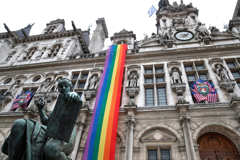 Paris City Hall with rainbow flag