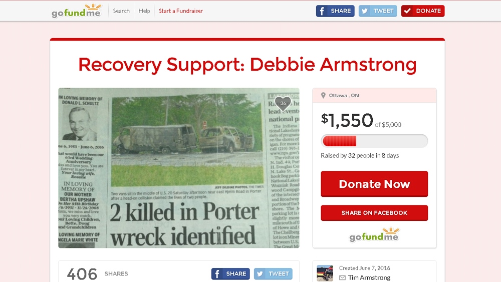 Ottawa woman sets up Go Fund Me page after crash