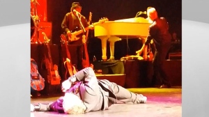 Singer Meat Loaf is seen after collapsing on stage in Edmonton on June 16, 2016. 