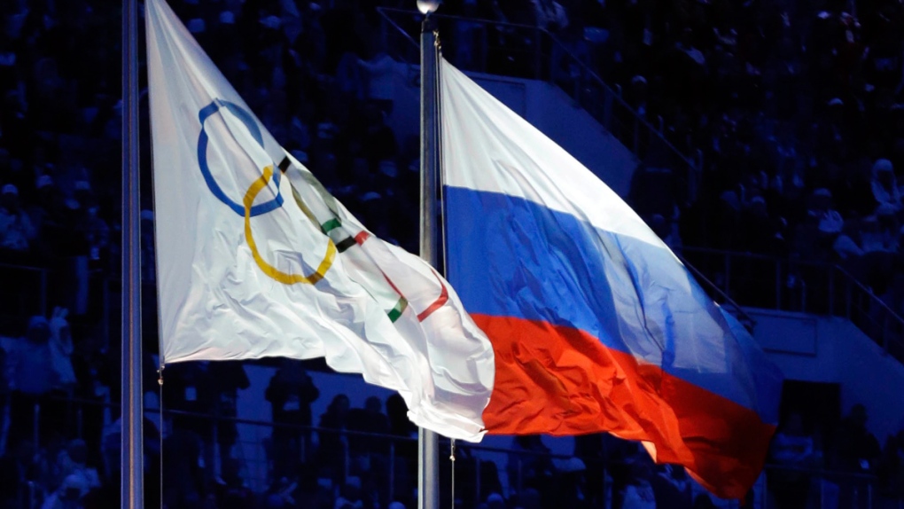 Russian and Olympic flags in Sochi