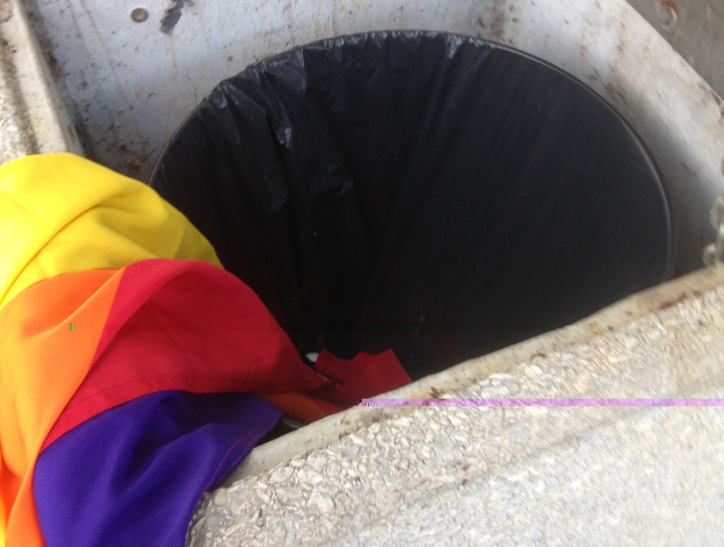 Pride flag in garbage