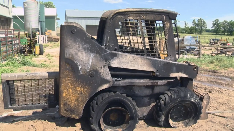 A skid steer housed at a farm on Hessen Strasse in Wellesley Township was destroyed by fire on Wednesday, June 22, 2016.