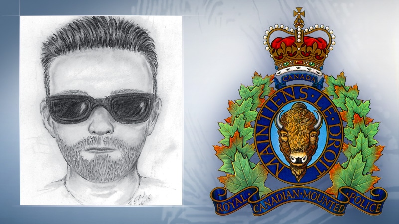 A composite drawing of a man wanted in connection with a sexual assault in the Peace River area. (Supplied: RCMP)