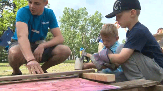 New playground had kids building, demolishing