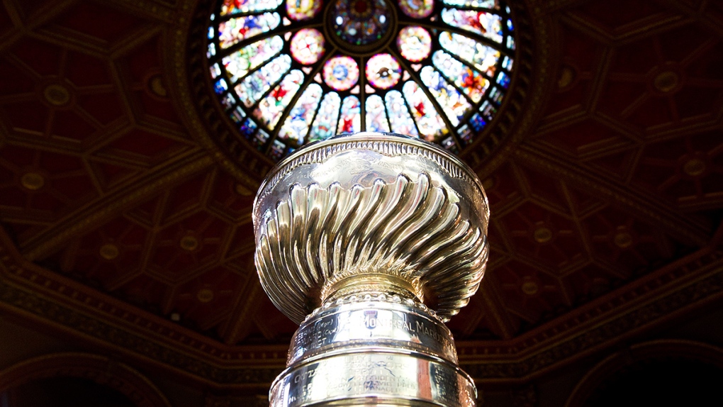 The Stanley Cup stands in the Hockey Hall of Fame