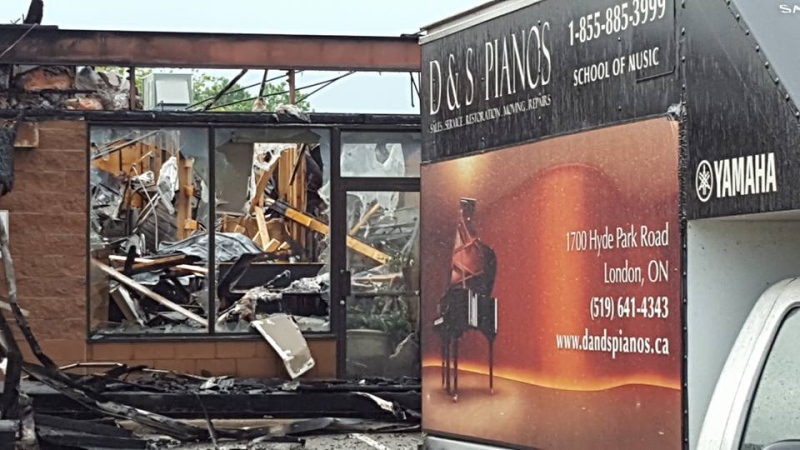 D&S Pianos was one of 18 businesses destroyed in the Hyde Park fire, the pianos inside were worth $100K a piece. (Justin Zadorsky / CTV London)