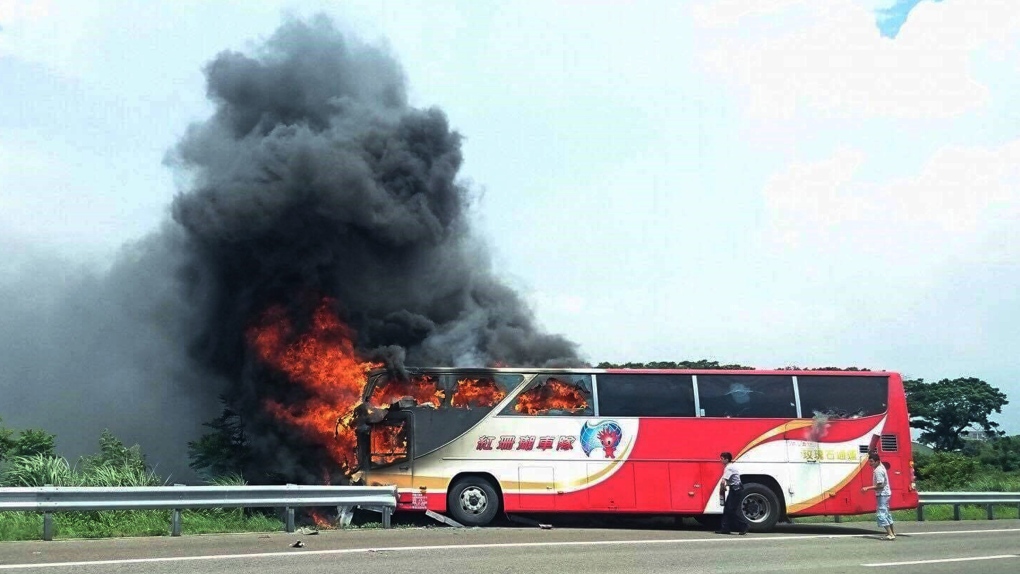 Tour bus fire in Taiwan