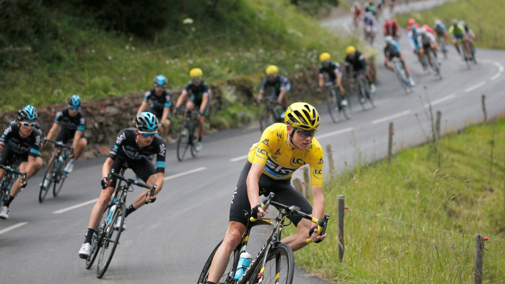 Chris Froome leads the pack