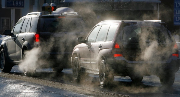 Cars give off exhaust fumes in Montpelier, Vt., Monday, Jan. 26, 2009. (AP / Toby Talbot)