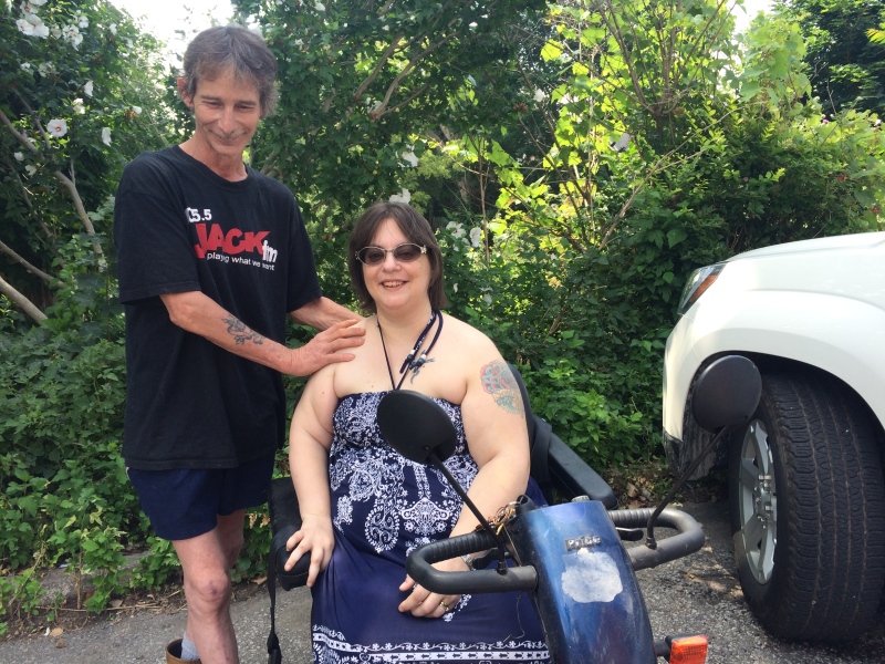 An alleged victim of sexual assault with her scooter in Chatham, Ont., on Friday, July 22, 2016. (Michelle Maluske / CTV Windsor)