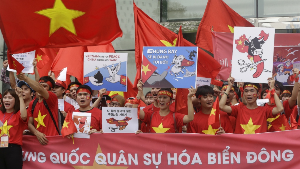 Protesters upset about South China Sea